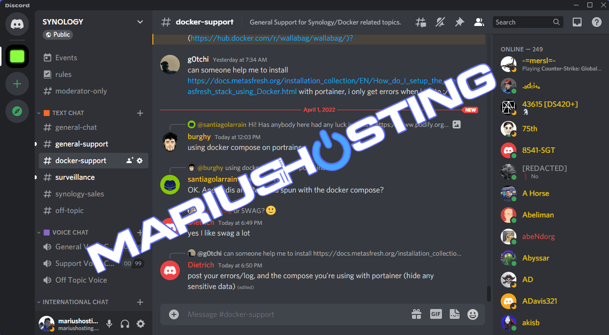 Synology Discord Channel mariushosting