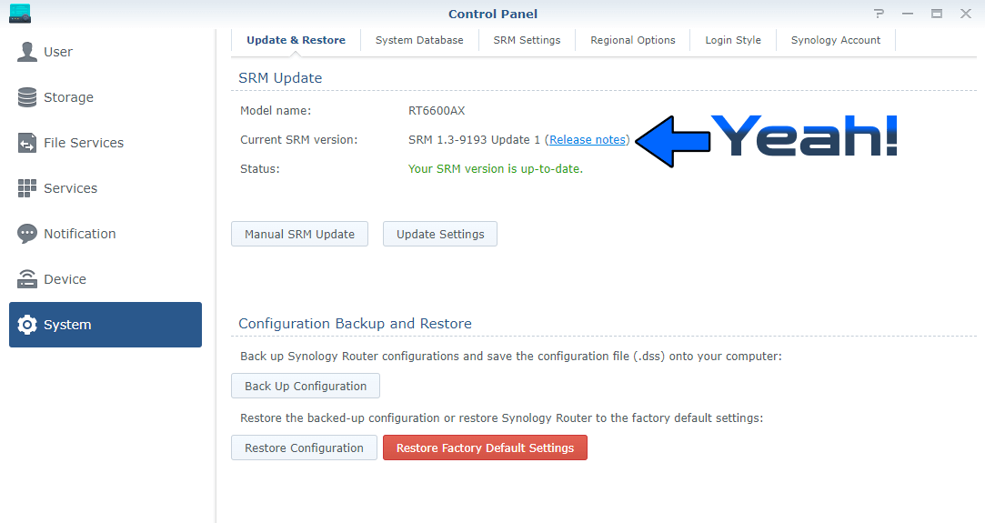 4 Synology RT6600ax SRM Version 1.3-9193 Update 1