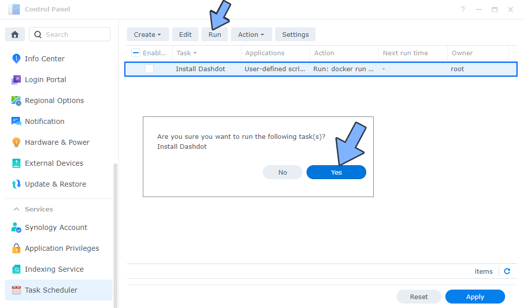 Dashdot Synology NAS Set up 4 new 2023