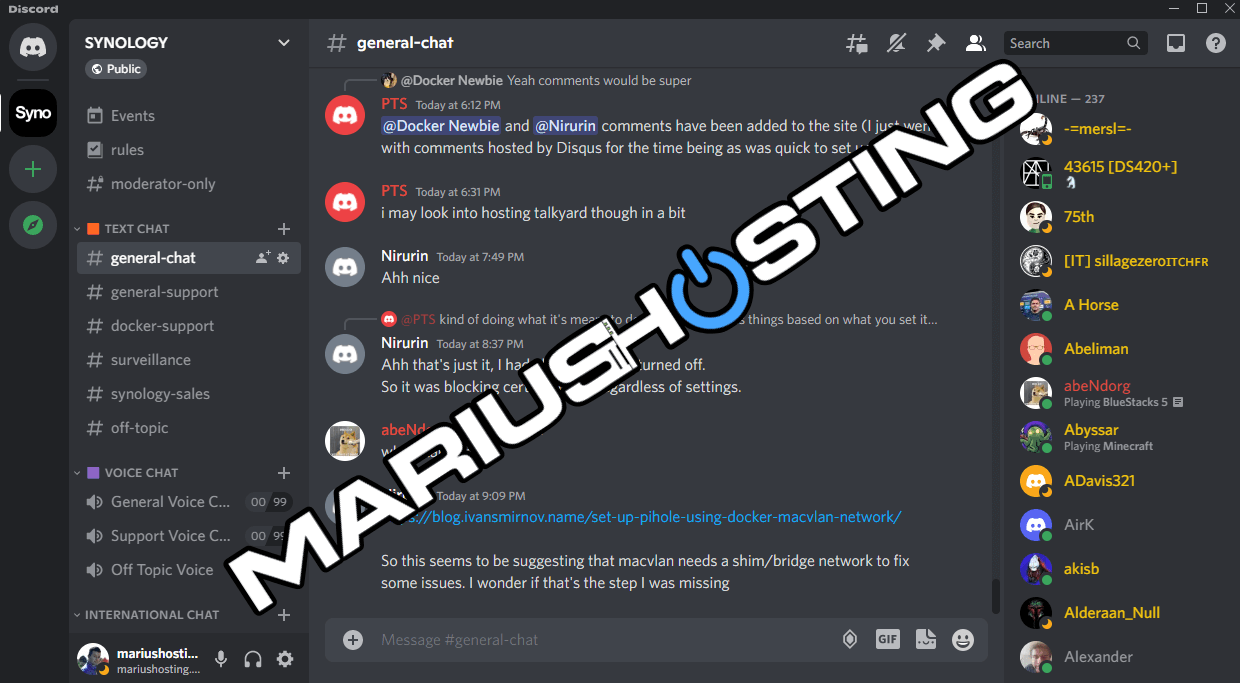 Discord Server Synology mariushosting