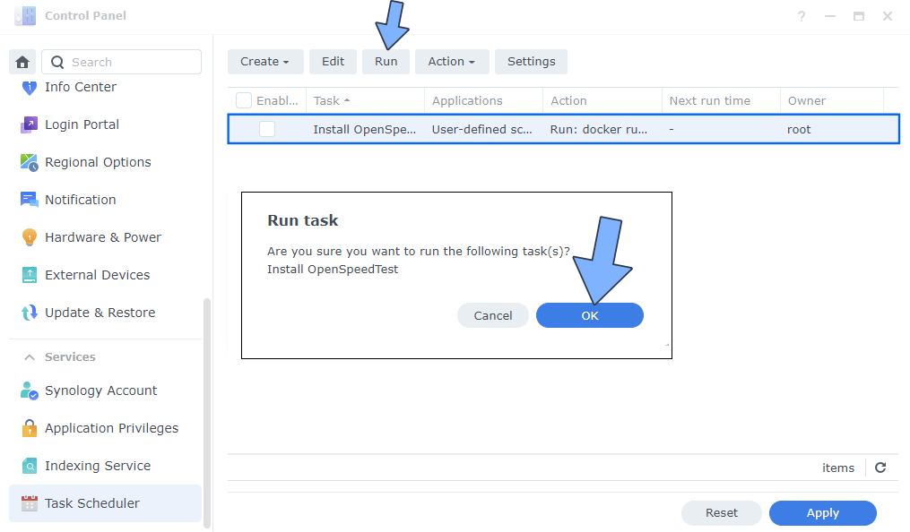 OpenSpeedTest Synology NAS Set up 4 new 2024