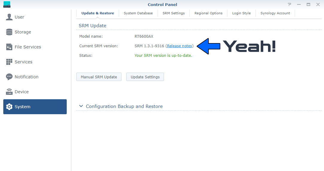 3 Synology RT6600ax SRM Version 1.3.1-9316