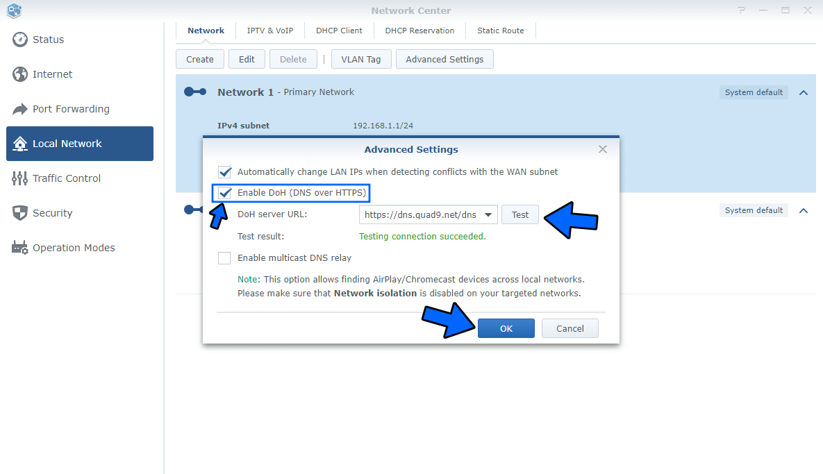 Synology Quad9 RT6600ax DoH 2