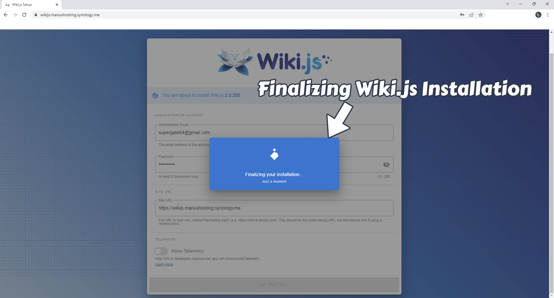 Wiki.js Synology NAS Set up 9 new 2023