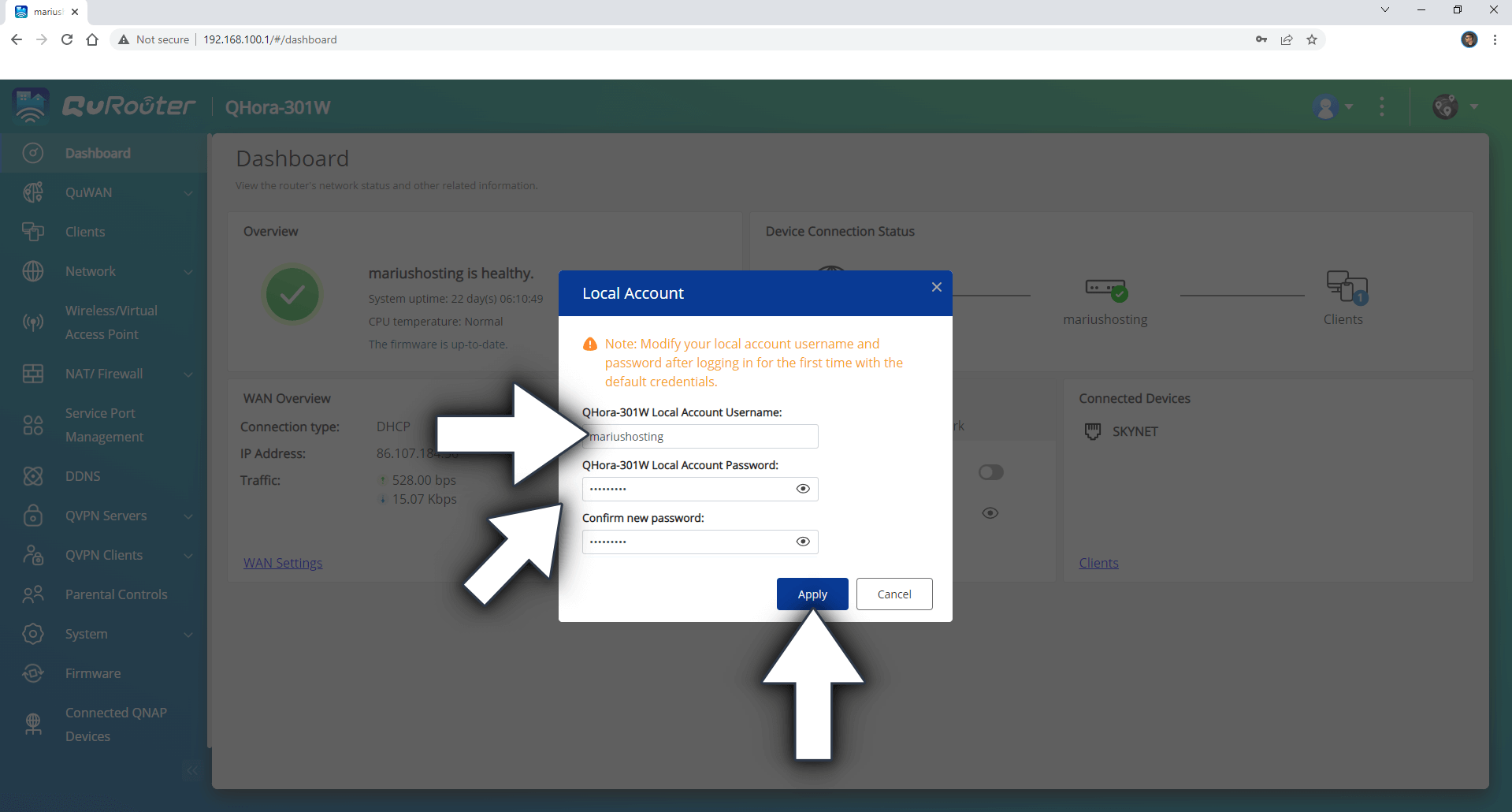 QNAP Reset Admin Password on QHora-301W Router 4