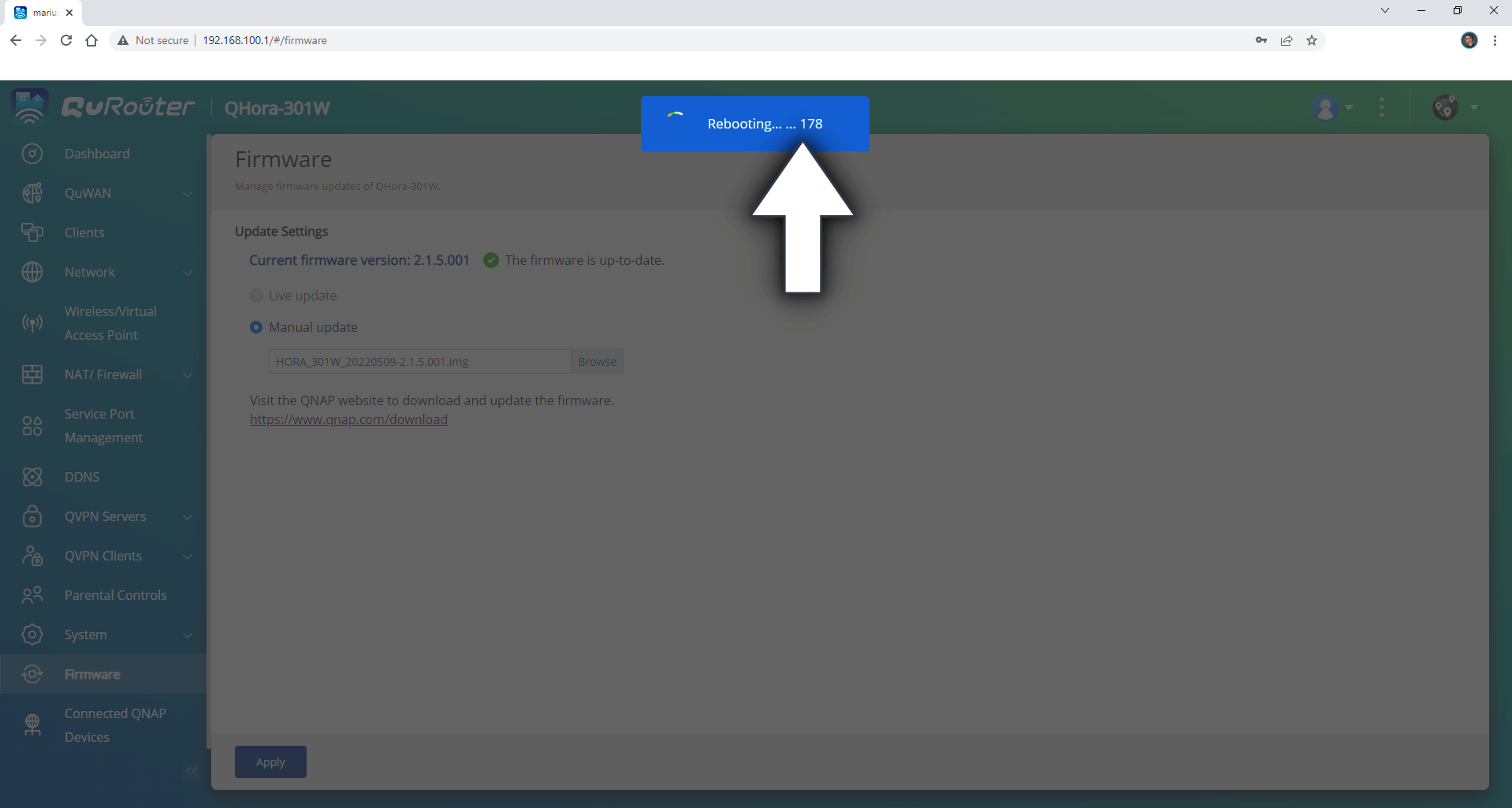 QNAP Update Firmware on QHora-301W Router 5