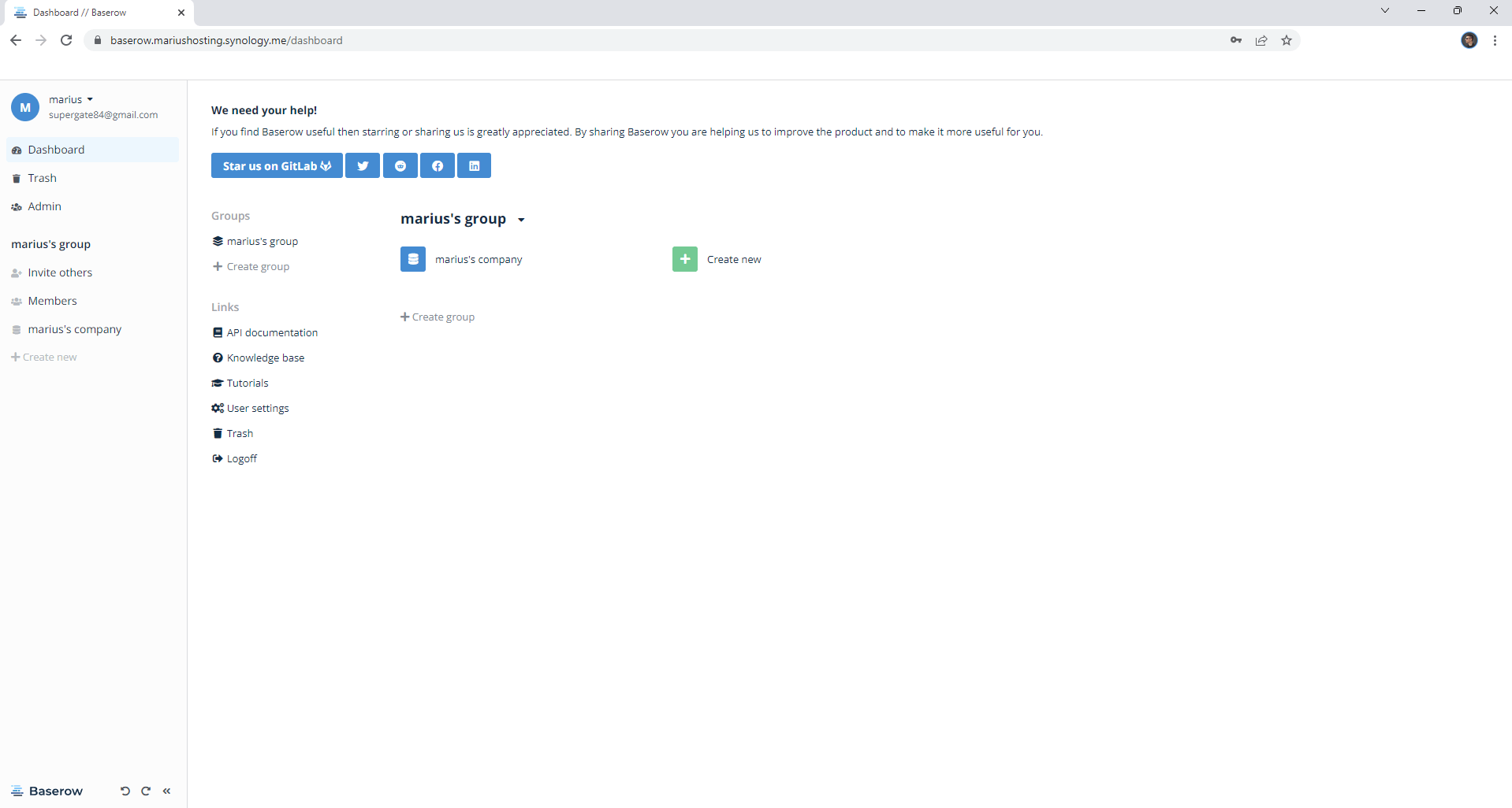 Baserow Synology NAS Set up 12
