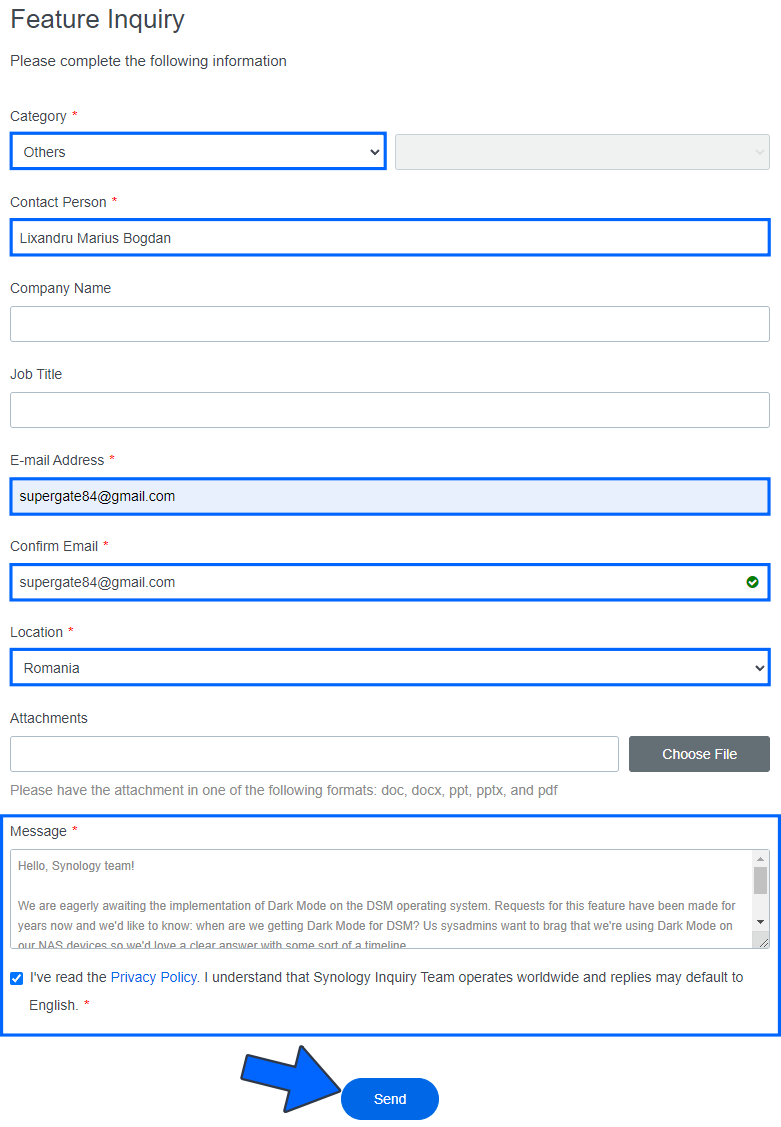 Synology DSM Dark Mode Feature Inquiry