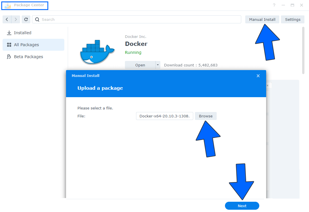 Synology Docker 20.10.3-1308