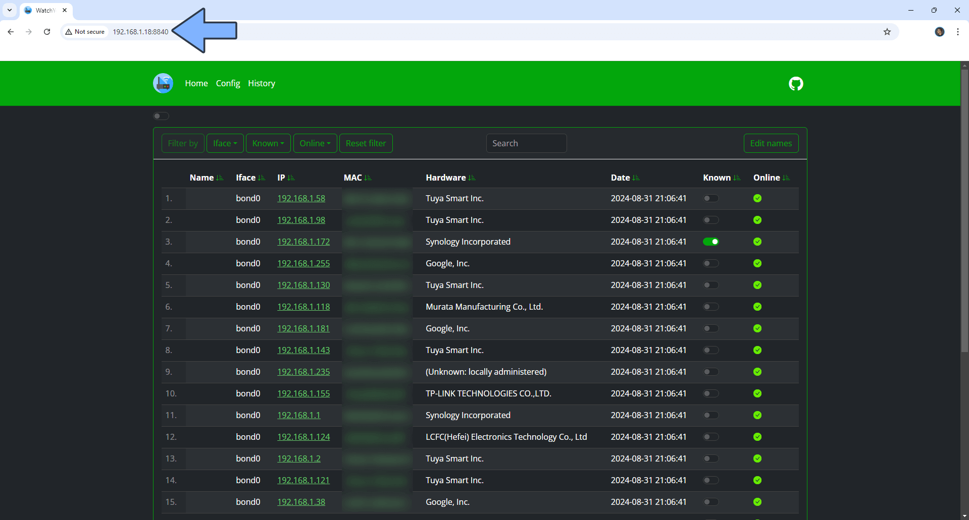 WatchYourLAN Synology NAS Set up 10 new 2025