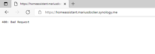 Synology Home Assistant Supervisor 400 Bad Request