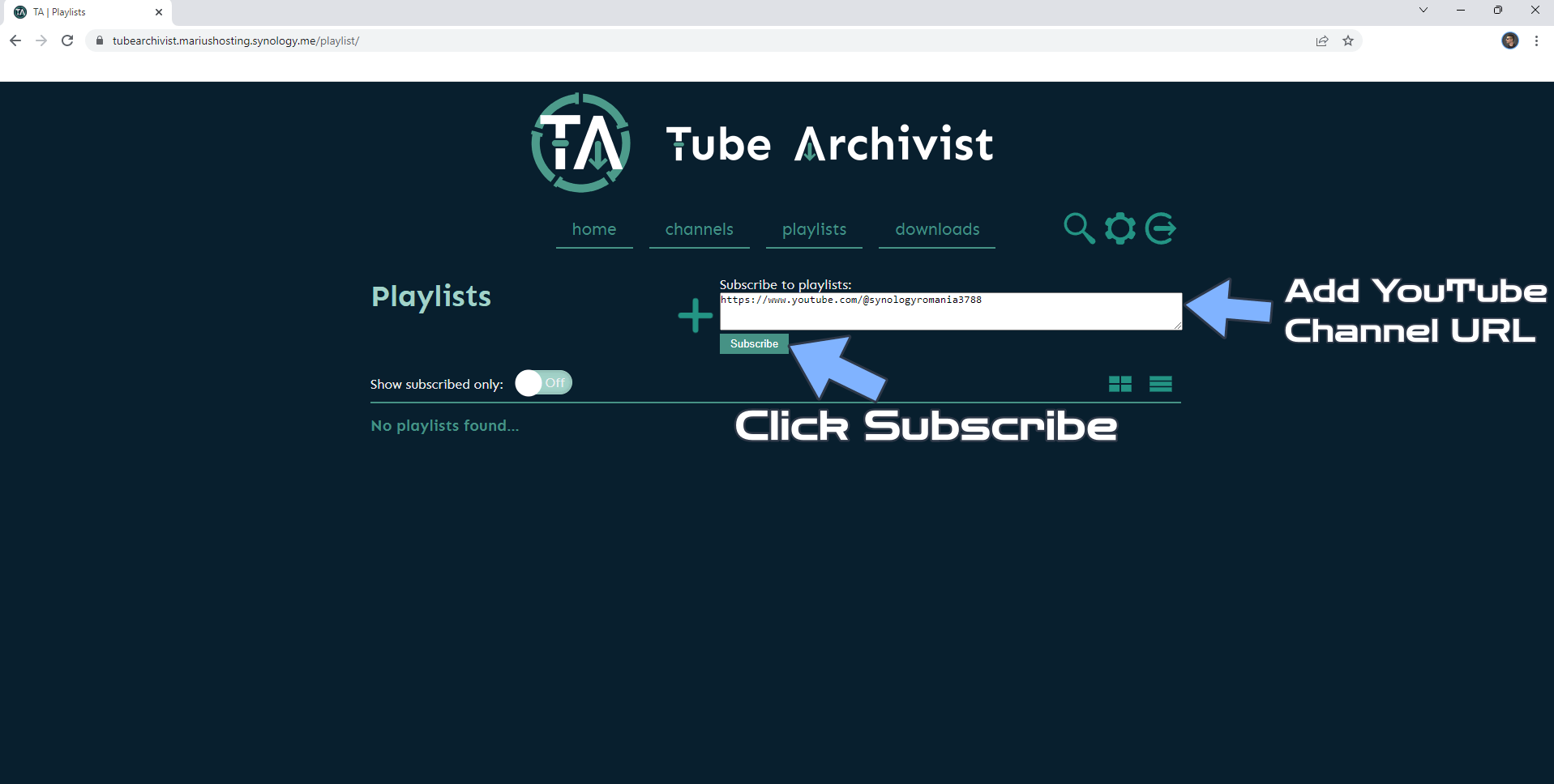 TubeArchivist Synology NAS Set up 19
