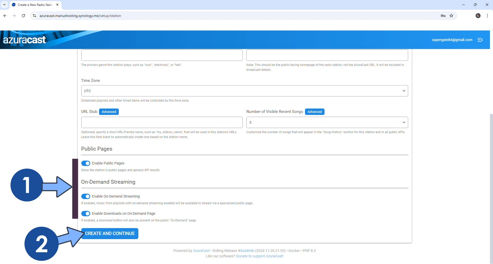 Azuracast Synology NAS Set up 12 new 2027