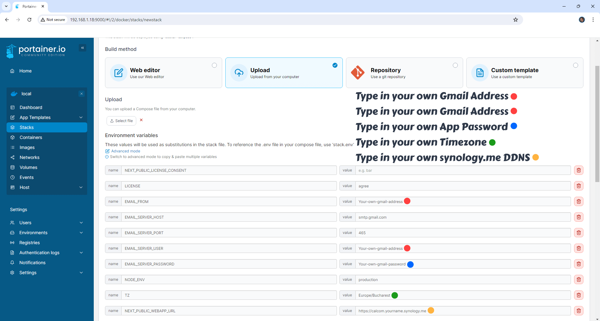 Calcom Synology NAS Set up 9 new 2025