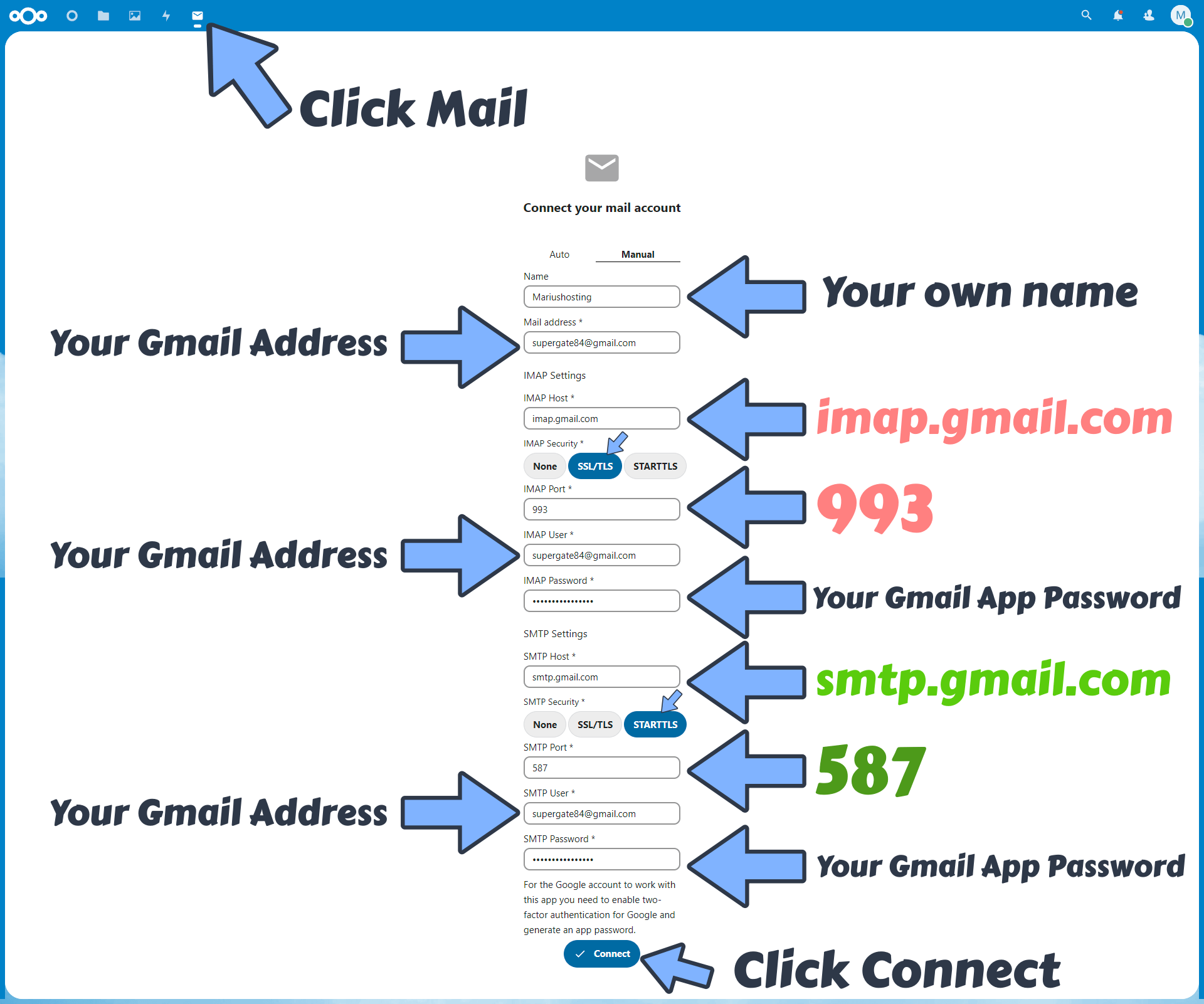 Synology Add Gmail to Nextcloud Mail 1