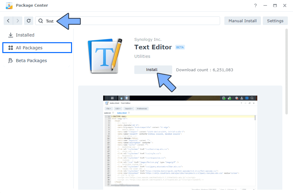 Synology Install Text Editor 2023