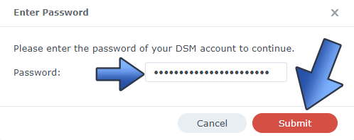 Synology Task Scheduler Confirm Admin Password