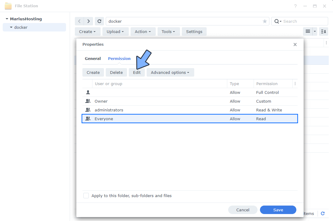 Dolibarr Permissions Synology Set up 3