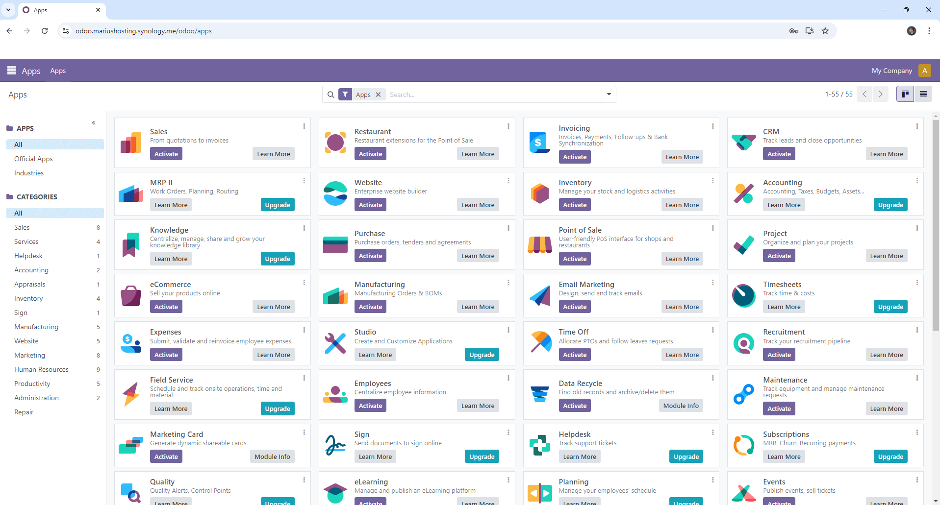 Odoo Synology NAS Set up 18 new 2026