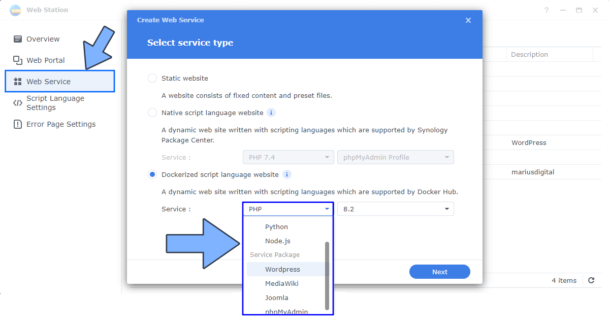 1 Synology WebStation 4 DSM 7.2