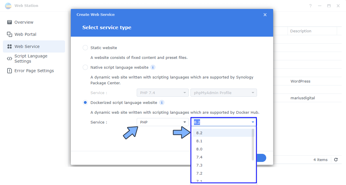 2 Synology WebStation 4 DSM 7.2