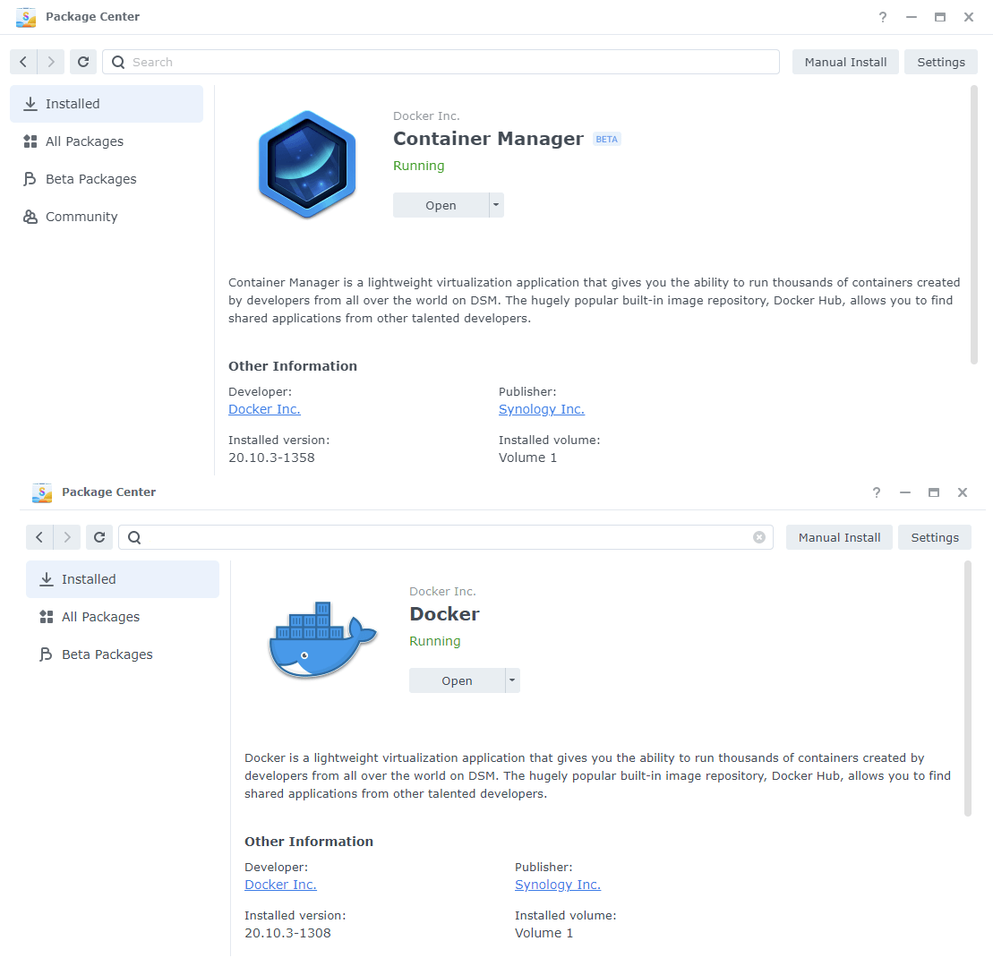 Synology Docker Container Manager DSM 7.2