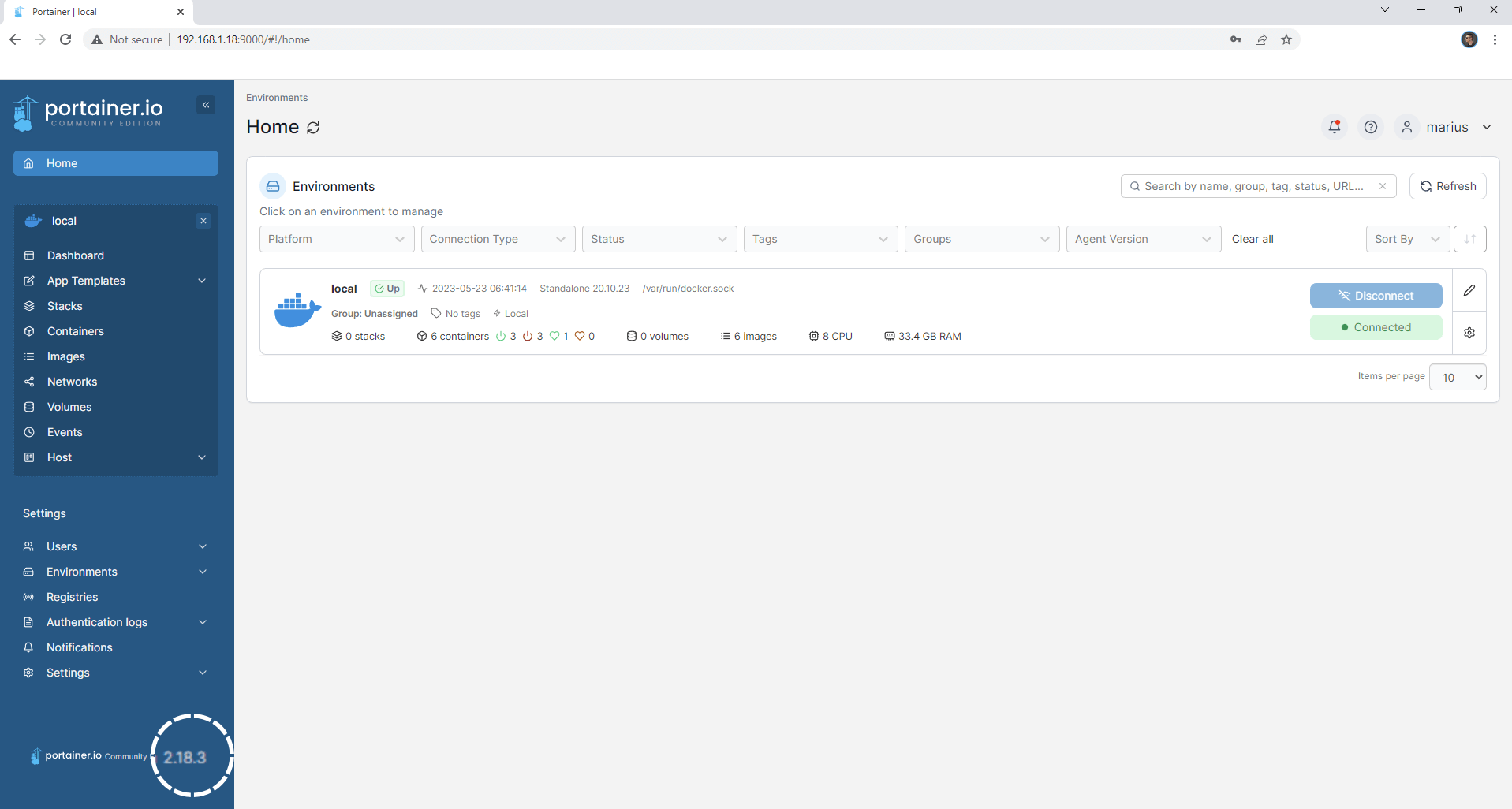 Synology NAS Update Portainer 2.18.3