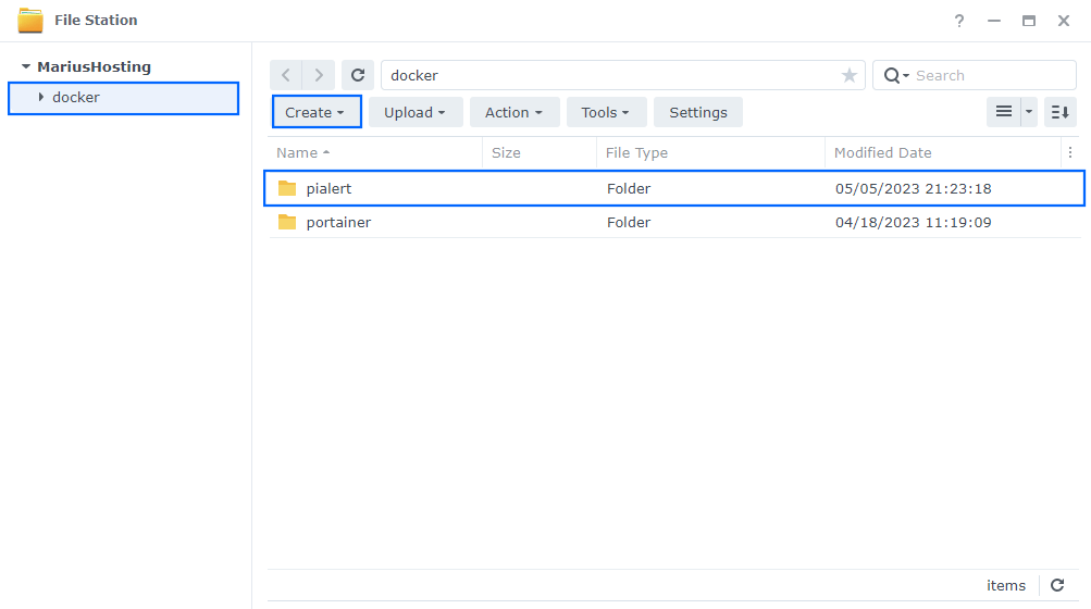 Pi.Alert Synology NAS Set up folder new 2024