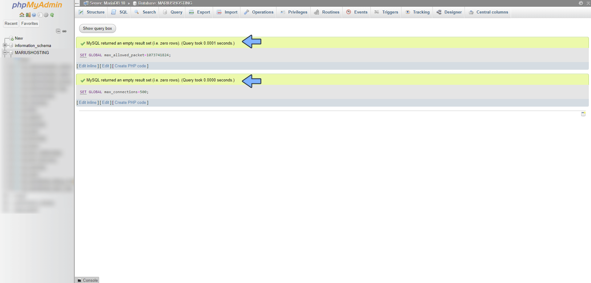 Synology Increase MariaDB Max Connections and Packets 5