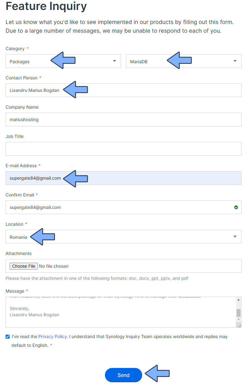 Synology MariaDB 10 Feature Inquiry