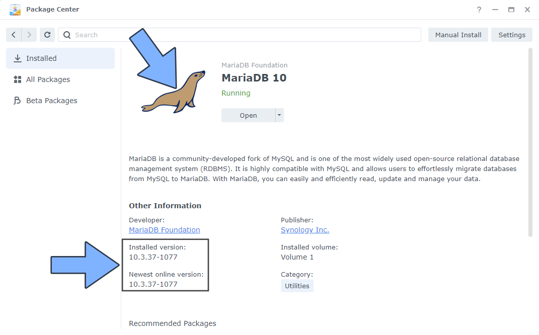 Synology MariaDB 10