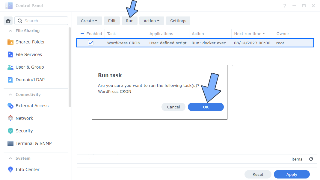 Synology Set up WordPress Cron 4