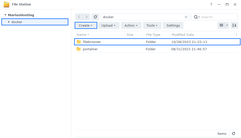 File Browser Synology NAS Portainer Set up 1