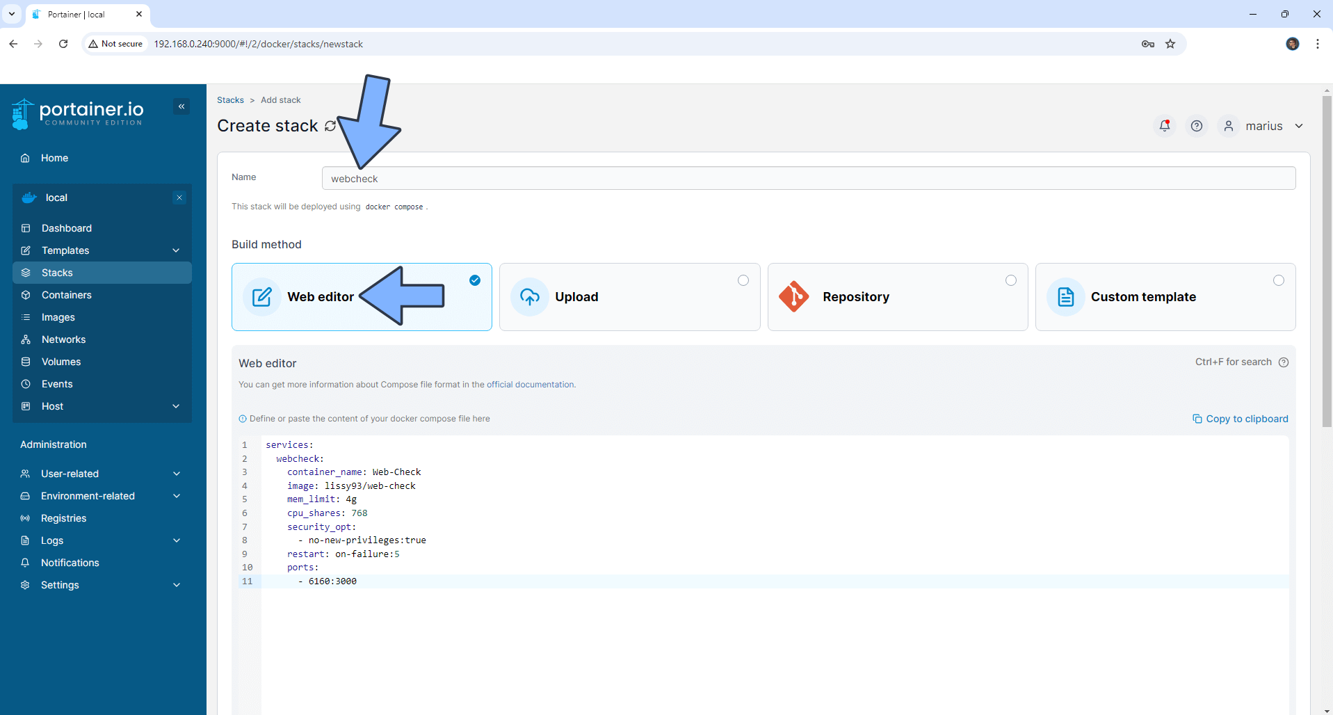 Web-Check Synology-NAS Set up 1 new 2025