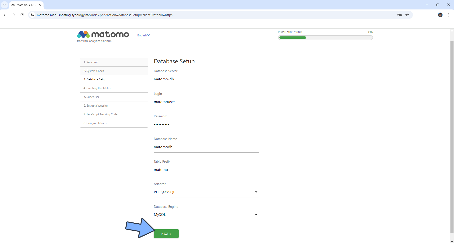 13 Matomo Synology NAS Set up new 2025