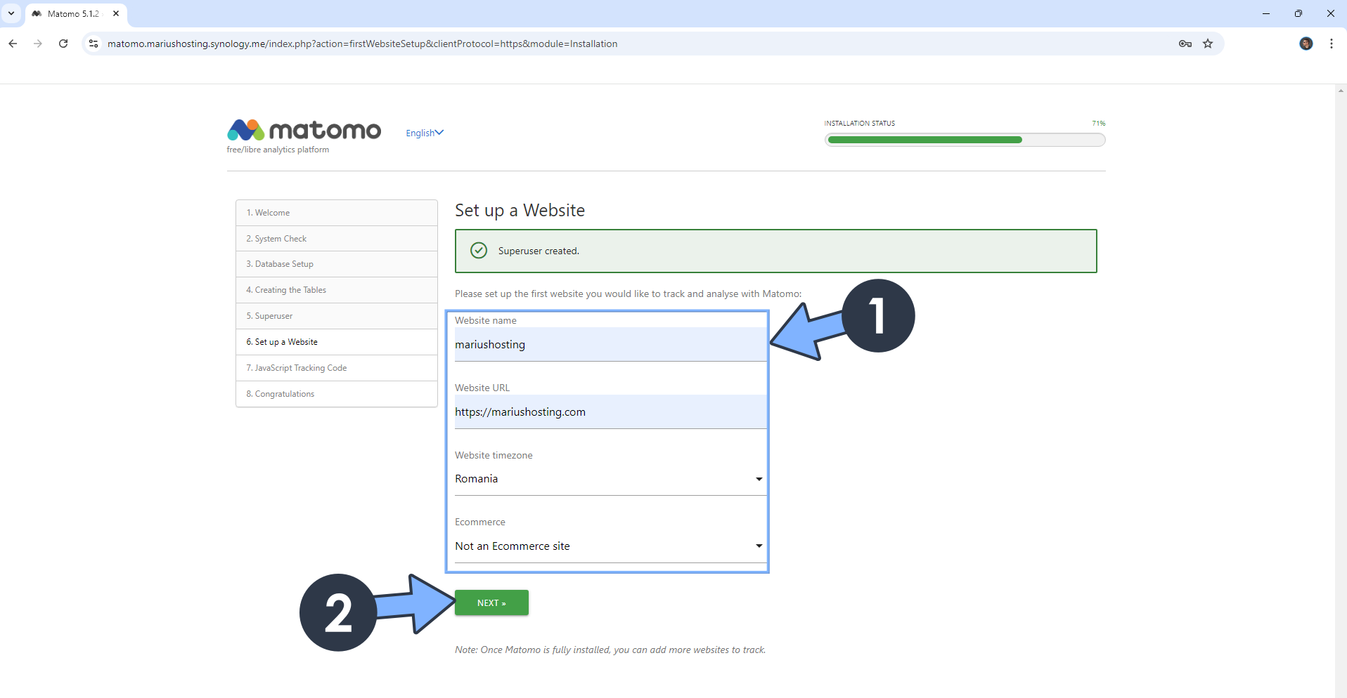 16 Matomo Synology NAS Set up new 2025