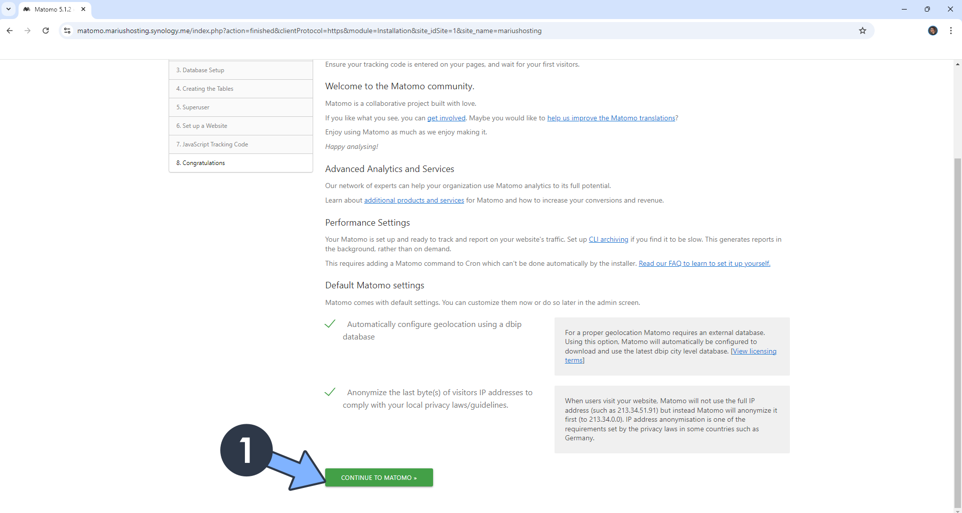 19 Matomo Synology NAS Set up new 2025