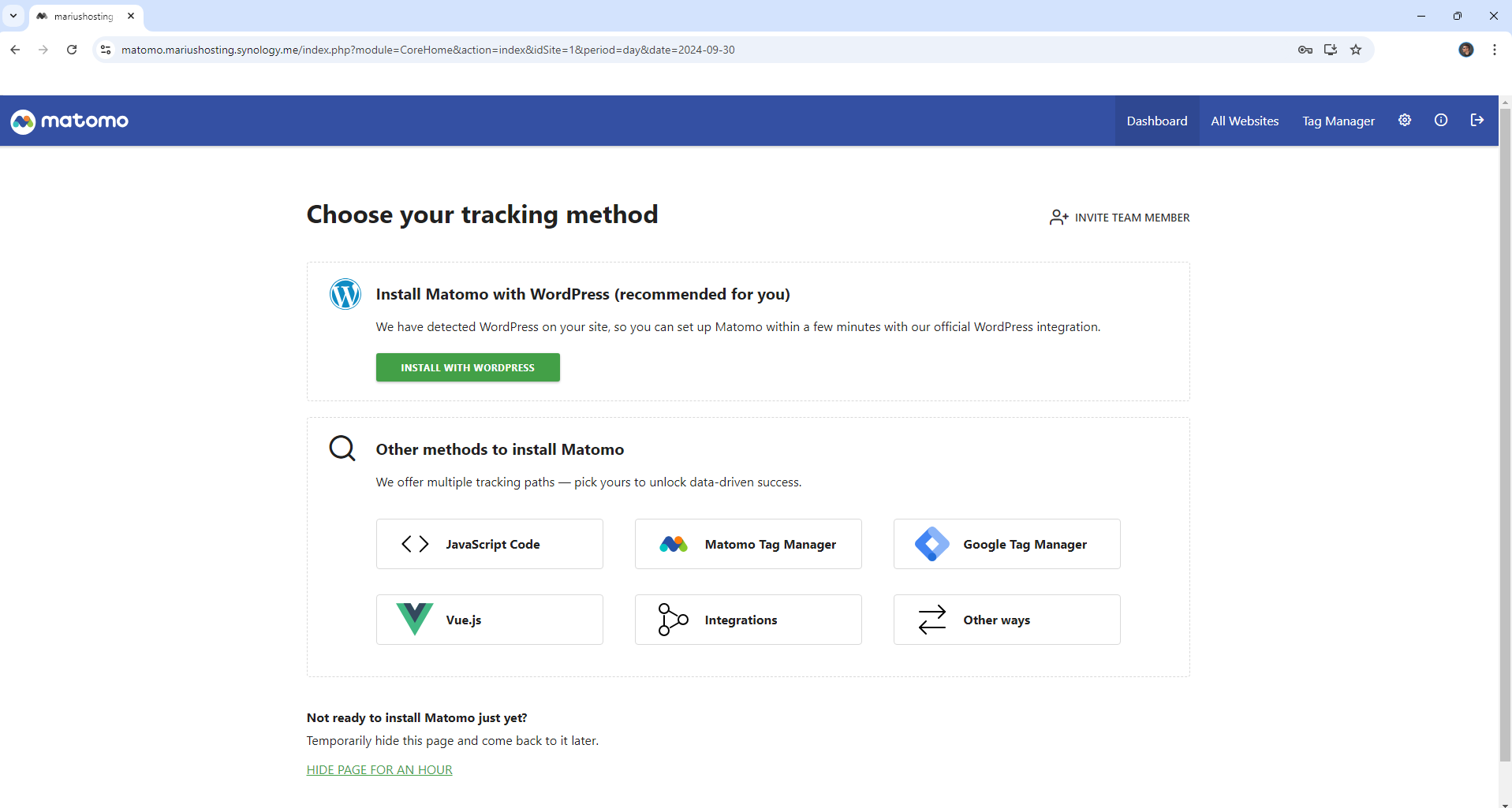 21 Matomo Synology NAS Set up new 2025