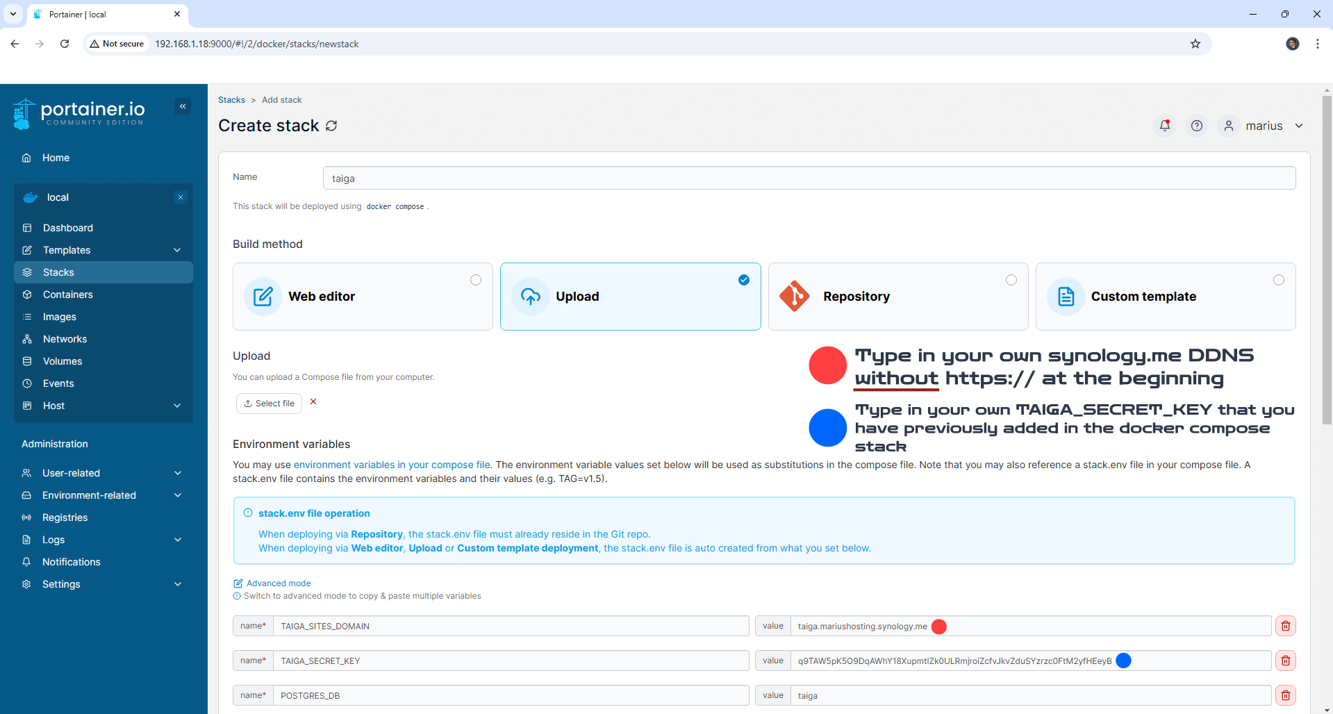 Taiga Synology NAS Set up 10 new 2025