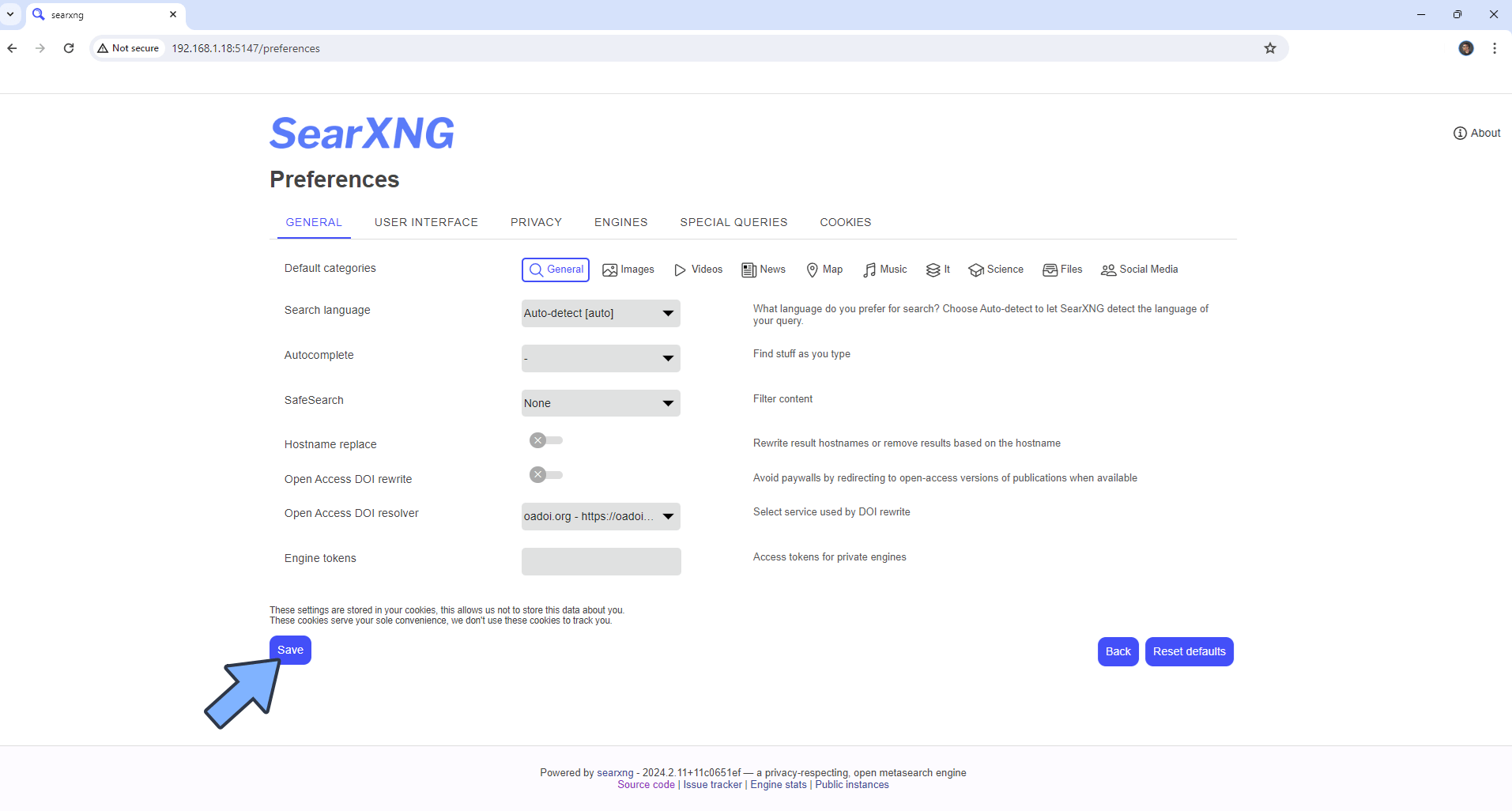 SearXNG Synology NAS Portainer Set up 6