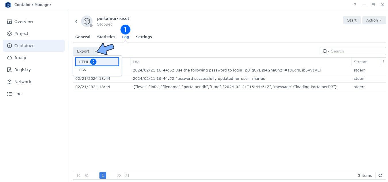 Synology Reset Portainer Password STEP 6