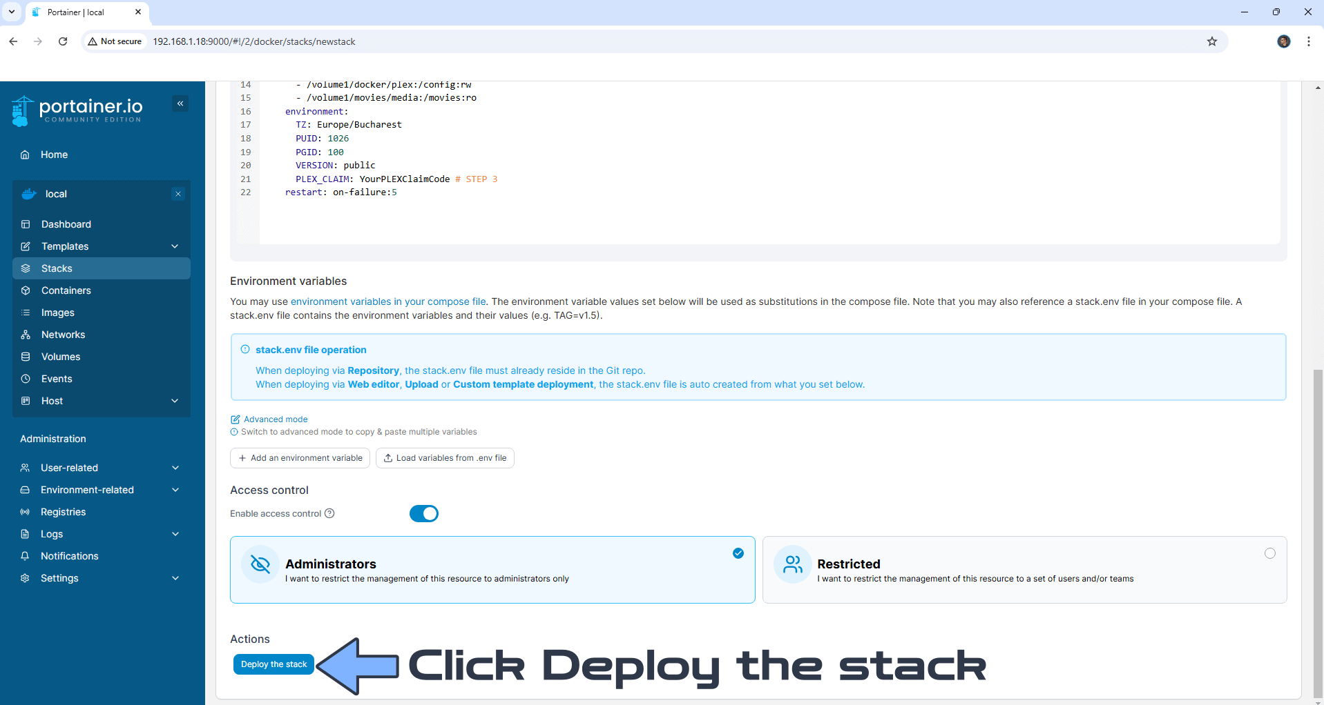 Plex Synology NAS Portainer Set up 2 new 2025