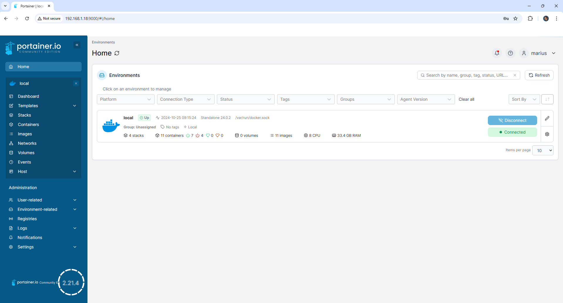 Synology NAS Update Portainer 2.21.4