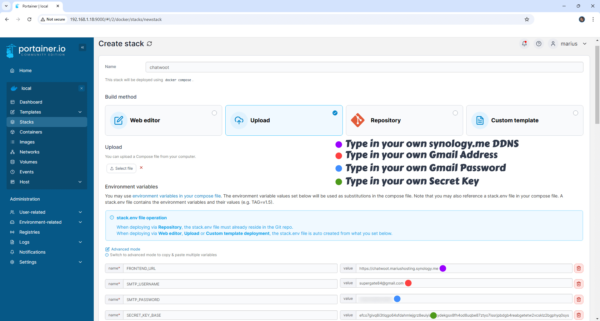 Chatwoot Synology NAS Set up 9 new 2025