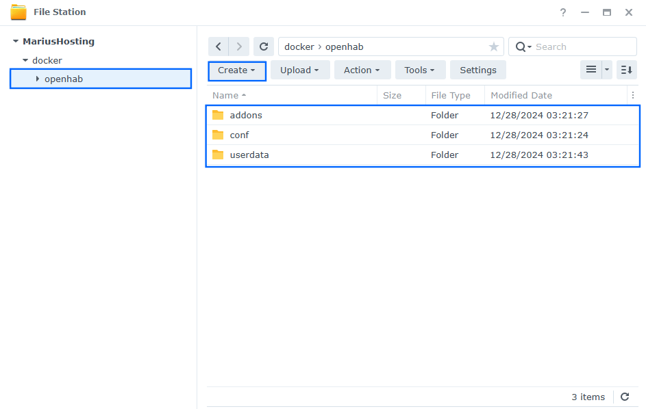 openHAB Synology NAS Set up 2 new 2025