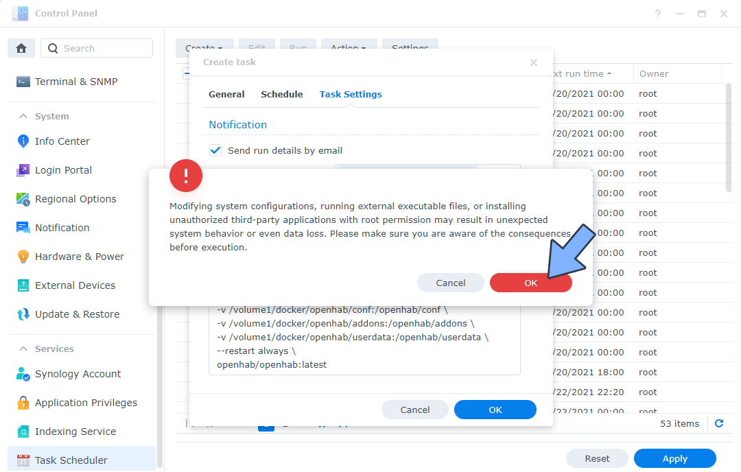 openHAB Synology NAS Set up OK1 new 2025