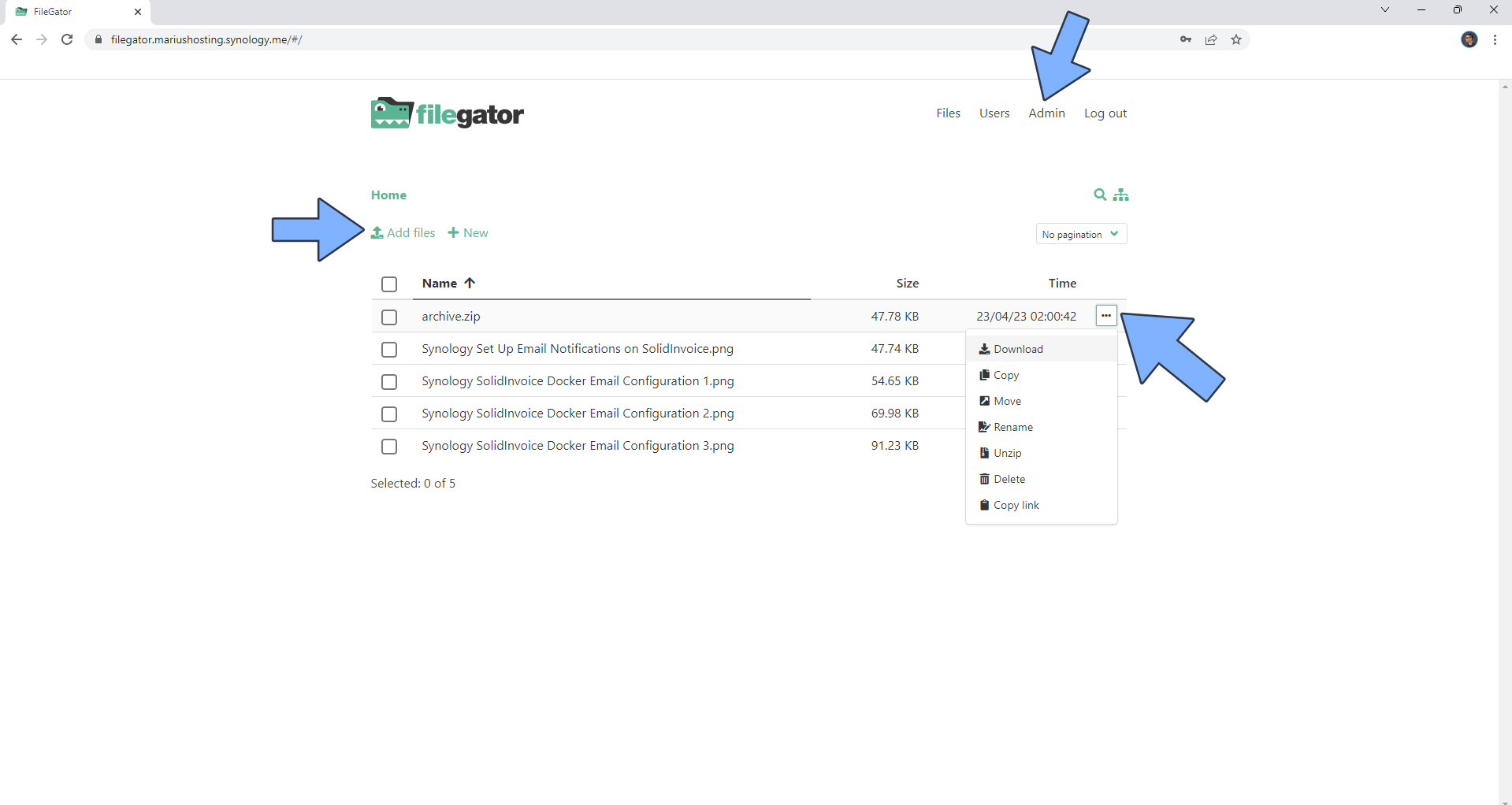 FileGator Synology NAS Portainer Set up 16