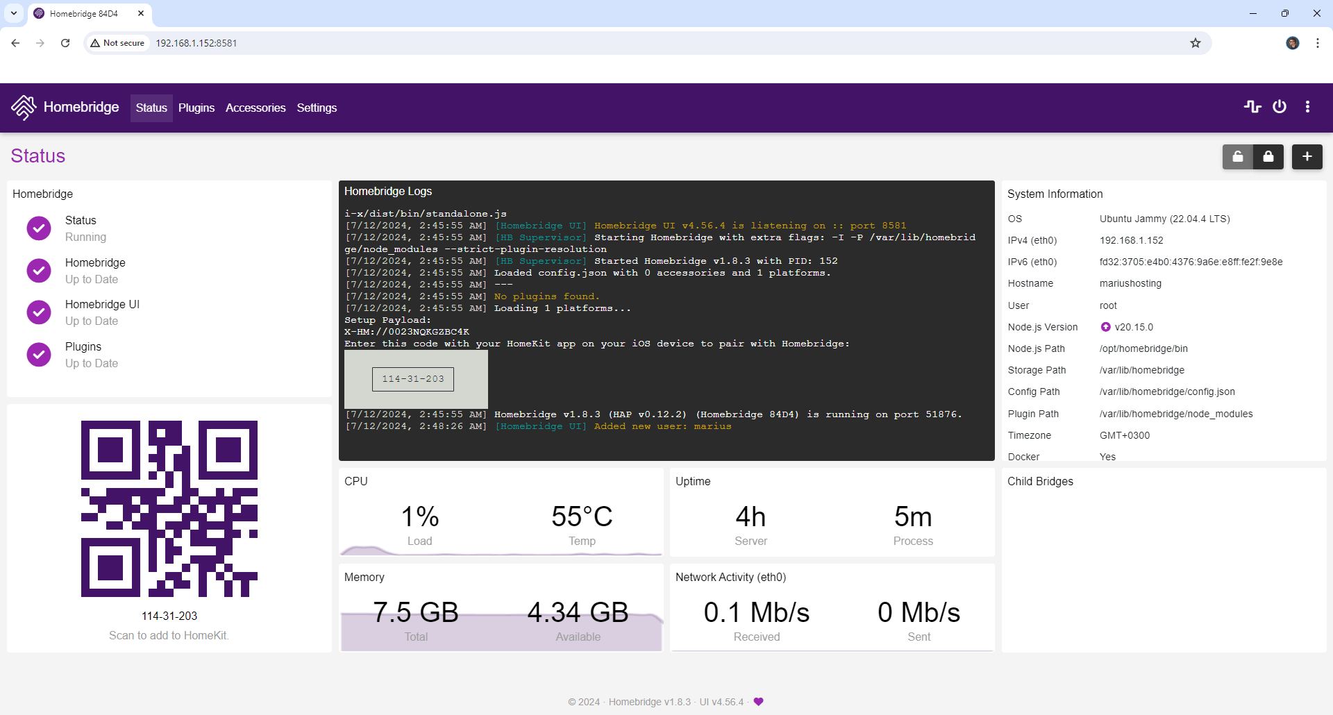 Homebridge UGREEN NAS Set up 8