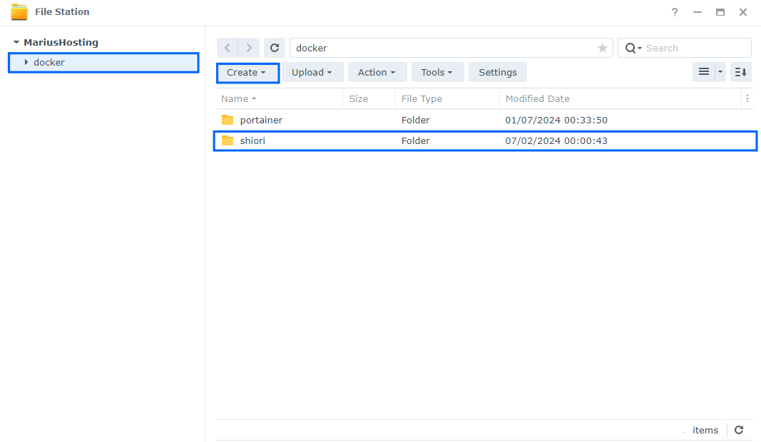 Shiori Synology NAS Portainer Set up 1