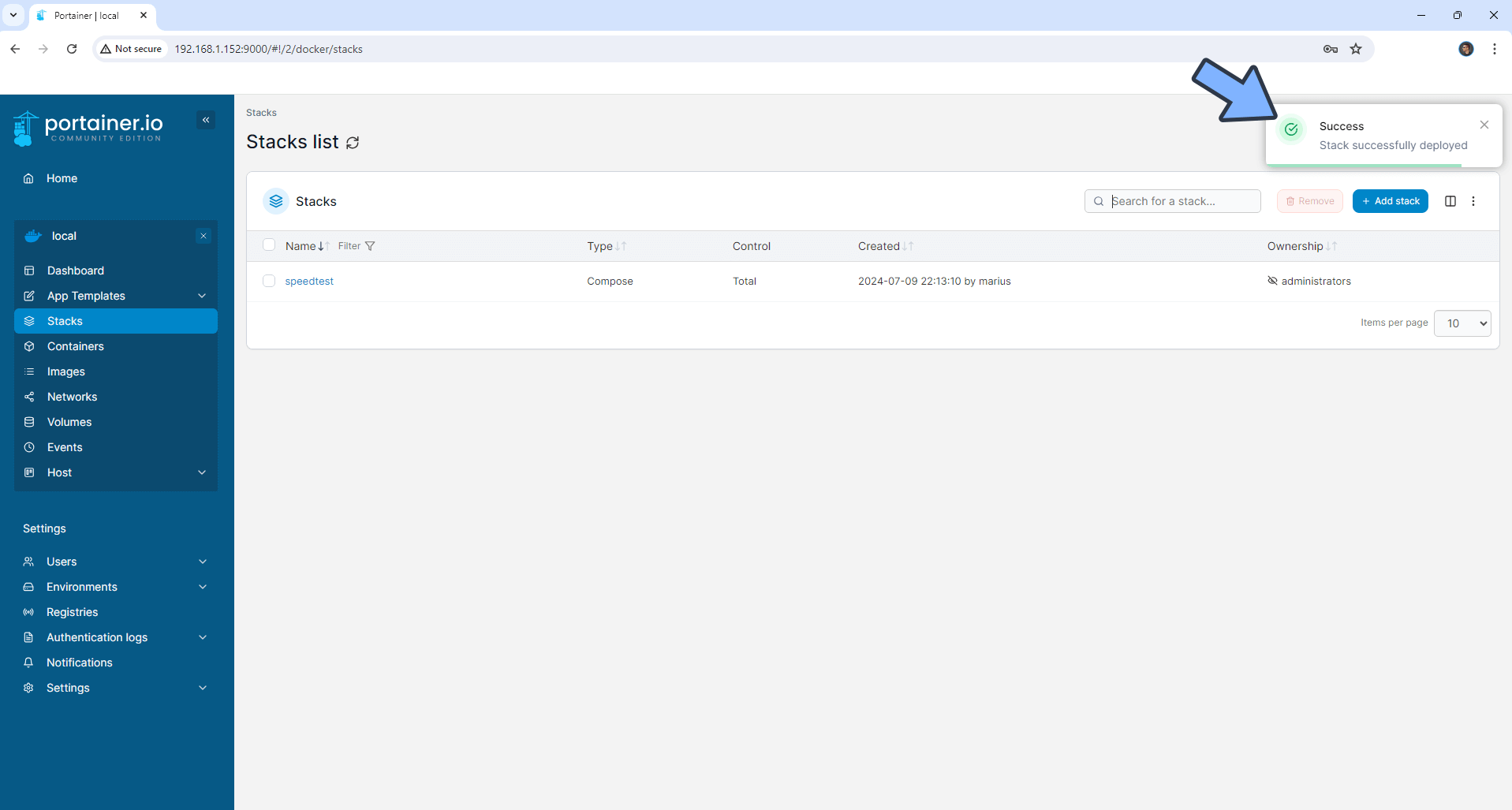 Speedtest Tracker UGREEN NAS Set up 4